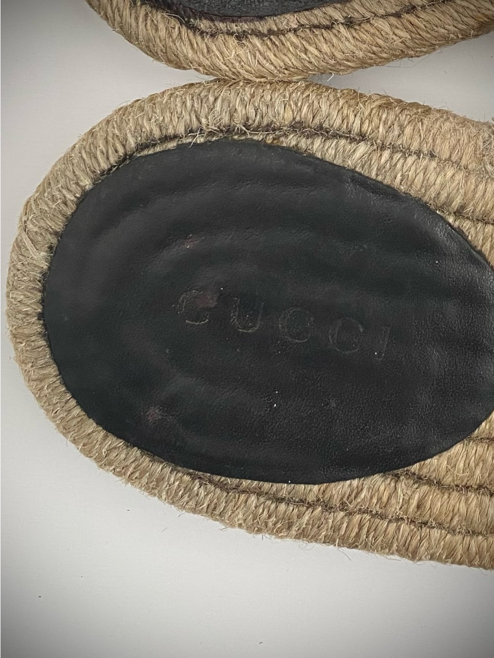 Authentic Gucci Beige Espadrilles Slide Sandals with Gold Double GG - Picture 4 of 11